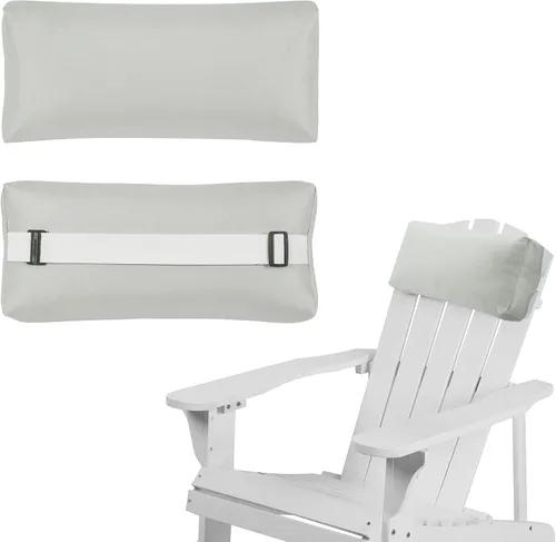 Miniatura 19 de Juego de 2 fundas de almohada para silla reclinable al aire libre, con correa ajustable, resistente al agua, para patio, jardín, playa, piscina, Gris