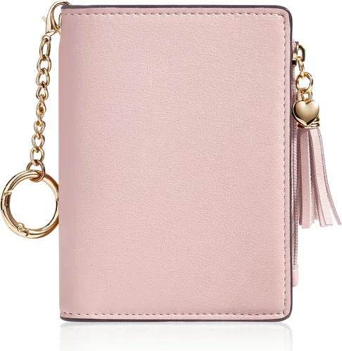 Miniatura 17 de Gostwo Billeteras pequeñas para mujer, elegante cartera para mujer con ventana de identificación, bolsillo con cremallera para monedas y borla.
