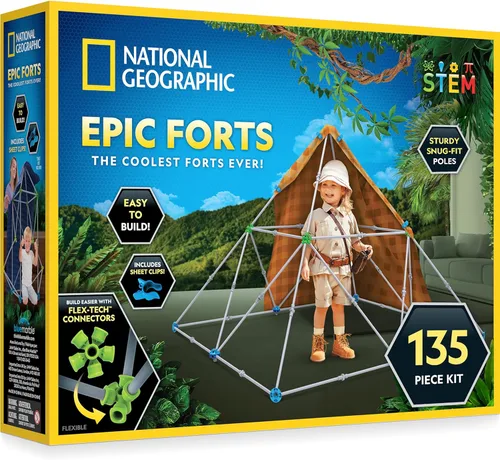Miniatura 12 de National Geographic Kit de construcción de fuertes para interiores, 225 piezas para juego creativo, juguetes de construcción STEM para niños de 6 a