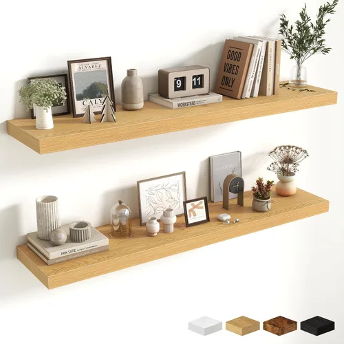 Miniatura 139 de Estantes flotantes de 48 pulgadas para pared, estante de chimenea de 10 pulgadas de profundidad, estantes flotantes de madera para pared, estantes
