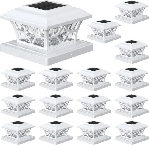 Miniatura 10 de APONUO Paquete de 8 Luces Solares para Postes con Batería de 1000mAh - para Cercas de 4x4 5x5 6x6, Tamaño Más Grande y Más Duraderas, 2 Modos, Negro