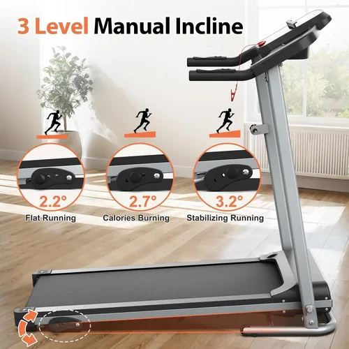 Miniatura 7 de Home Foldable Treadmill with Incline, Folding Treadmill for Home Workout, Electric Walking Treadmill Machine 15 Preset or Adjustable Programs 250 LB
