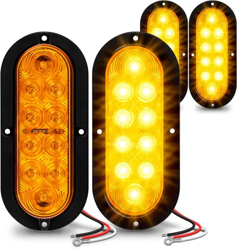 Miniatura 12 de TRUE MODS - Juego de 2 piezas de luces traseras LED ovaladas ámbar de 6 pulgadas para remolque [DOT FMVSS 108 SAE I6P] [montaje en superficie]