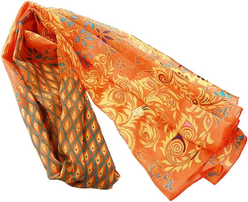 Miniatura 3 de Secret for Longevity Pañuelo rectangular largo de gasa beige naranja turquesa azul verde rojo dorado cachemira bufanda bufanda bufanda de mujer