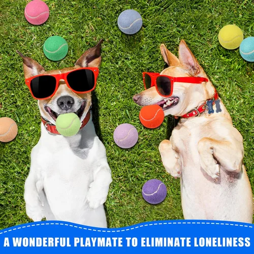 Miniatura 6 de Liliful 50 pelotas de tenis chirriantes para perros de 2.5 pulgadas para jugar con mascotas, perros medianos y grandes, pelotas para entrenamiento
