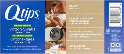 Miniatura 2 de Q-tips Hisopos de algodón orgánico hisopos herramienta definitiva para el hogar y la belleza hechos de algodón orgánico, 400 unidades (paquete de 4)