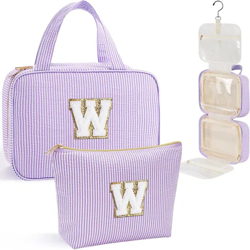 Miniatura 20 de YOOLIFE Regalos de cumpleaños para mujeres adolescentes, neceser colgante con inicial para mujeres, adolescentes y niñas, bolsa de aseo de viaje