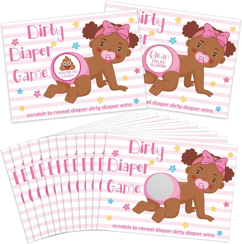 Geyee 60 Piezas Juego de Raspar para Baby Shower Tarjetas de Rifa Divertidas Juegos de Fiesta de Baby Shower Decoraciones Actividad Linda para Rosa