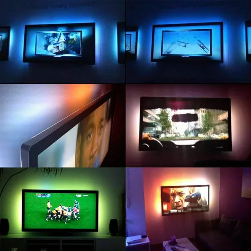 Miniatura 6 de ausuky Tira de luz LED USB de 5 V, lámpara de retroiluminación de TV blanca, cable de cinta flexible autoadhesiva (blanco cálido, 19.7 in, 30 leds)