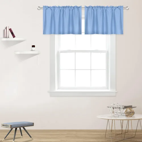 Miniatura 27 de DECOVSUN Cenefas Aqua para ventanas de cocina, con bolsillo para barra, opacas, con aislamiento térmico, 1 panel de 42 x 18 pulgadas