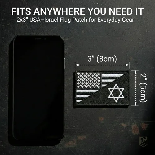 Miniatura 2 de Paquete de 2 parches de bandera de Israel con la bandera estadounidense, parches bordados de moral israelí de Estados Unidos para mochila táctica