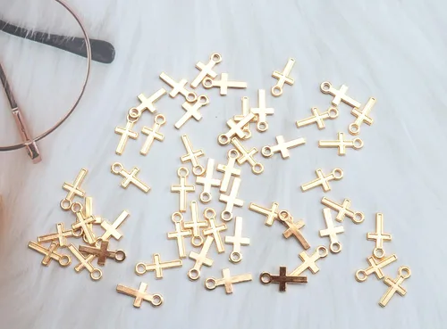 Miniatura 3 de 50 piezas de mini dije de cruz de metal para hacer joyas, encontrar collares, pulseras, aretes, llavero, idea de regalo de bricolaje, accesorios