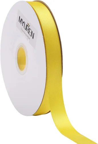 Miniatura 22 de Cinta de satén amarilla de 1 pulgada, cinta de satén sólido de doble cara para envoltura de regalos, bodas, decoración de fiestas, accesorios