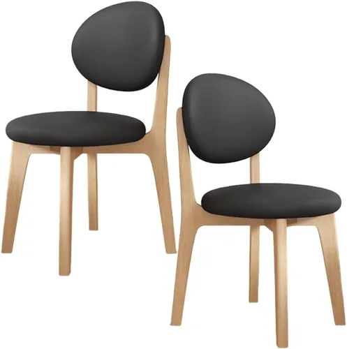Miniatura 58 de YVYKFZD Juego de sillas de comedor, sillas de cocina de madera maciza, silla de comedor de granja con respaldo curvo, silla tapizada de cuero