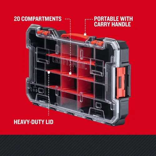 Miniatura 2 de CRAFTSMAN VERSASTACK Organizador de almacenamiento, organizador de piezas pequeñas, 20 compartimentos, tapa incluye pestillo seguro (CMST17828)