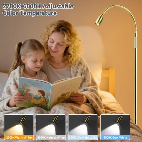 Miniatura 4 de Lámpara de pie de lectura, lámpara LED de 72 pulgadas de alto con cuello de cisne flexible, foco con zoom regulable, lámpara de pie de haz