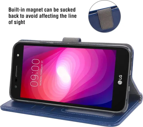 Miniatura 3 de Asuwish Funda compatible con LG X Charge/Fiesta 2 LTE/X Power 2/X5/LV7 con protector de pantalla de vidrio templado, soporte de tarjeta de cuero