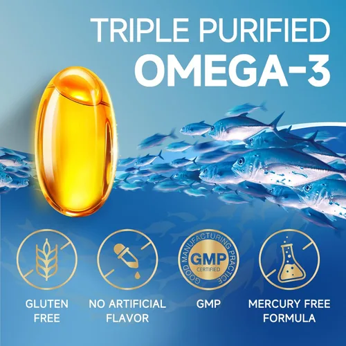 Miniatura 7 de ZEBORA Aceite de pescado Mini Omega 3 de 1400 mg, alta potencia con vitamina E, apoyo para la salud del corazón, el cerebro y el sistema