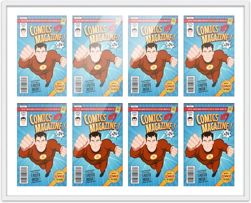 Miniatura 30 de Poster Palooza Marco de cómic con paspartú para 4 cómics de la era actual publicado después de 1985 – Marco de cómic de bronce dorado para cómics