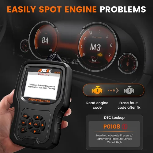 Miniatura 10 de ANCEL AD530 - Escáner OBD2 para automóvil, lector de código de diagnóstico con definición de código mejorada y gráficos de estado de la batería