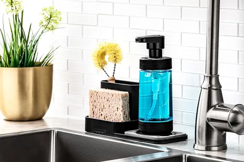Miniatura 4 de madesmart Estación de fregadero de piedra de secado, organizador de encimera de cocina de secado rápido, tierra de diatomeas, absorción de piedra