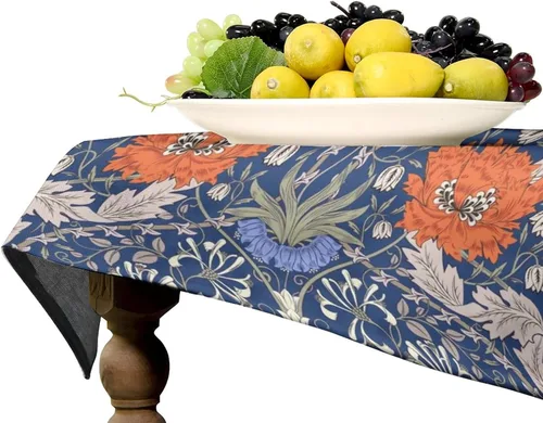 Miniatura 298 de Mantel Floral Retro de Pájaros, Diseño Original Bohemio William Morris Estampado Cubierta de Mesa para Hogar Picnic Fiesta Comedor Cocina William