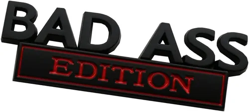 Miniatura 4 de Paquete de 2 Emblemas Edición Bad Ass, Insignia Badass de Metal 3D, Calcomanía Adhesiva de Reemplazo para Capó Delantero para Automóviles, Camiones