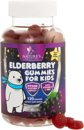 Miniatura 10 de Gomitas de saúco para apoyo inmunológico para niños, vitaminas C, zinc y apoyo para niños, suplemento de saúco Nature's Sambucus vegano, sin gluten