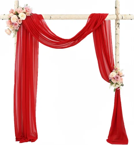 Miniatura 9 de FANPROMS Cortinas azules para arco de boda, cortinas de tela de gasa de 20 pies, 1 panel, arcos de boda para ceremonia, cortinas de telón de fondo
