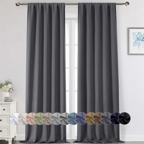 Miniatura 127 de Cortinas opacas para dormitorio, sala de estar, juego de 2 paneles de 54 pulgadas de largo, cortinas de oscurecimiento de habitación con aislamiento