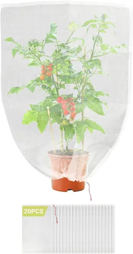 Miniatura 21 de Bolsas protectoras de frutas de malla, 50 bolsas de frutas grandes de 14 x 21 pulgadas para árboles frutales, bolsa de malla duradera para jardín