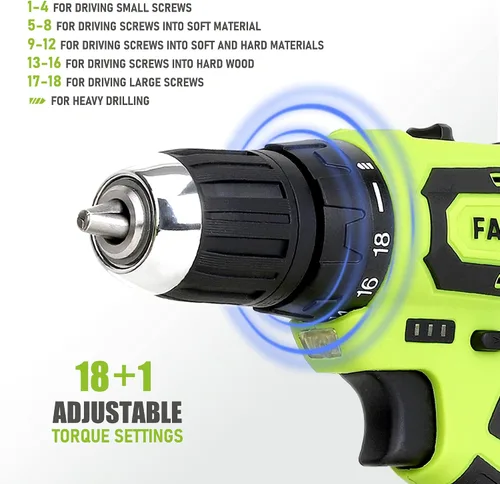 Miniatura 3 de FASTPRO Juego de taladro inalámbrico máximo de 20 V, kit de destornillador de taladro eléctrico de 3/8 pulgadas con batería de 1.5 Ah, cargador