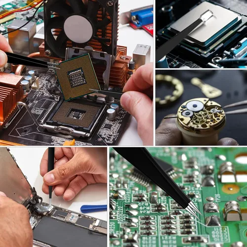 Miniatura 6 de Ainiv Juego de pinzas de precisión, 11 piezas de pinzas ESD antiestáticas con 1 cortador de alambre micro para modelado, reparación electrónica, 12