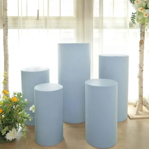 Miniatura 45 de Efavormart - Juego de 5 fundas de soporte para caja de exhibición cilíndrica de elastano, color negro, fundas elásticas para pilar de pedestal, 160