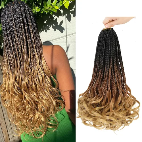 Miniatura 33 de Trenzas de ganchillo rizadas francesas de 22 pulgadas, 8 paquetes, trenzas de caja diosa grises para mujeres, de ganchillo pre-trenzadas con Trenzas