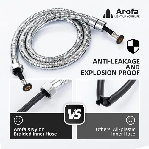 Miniatura 3 de Arofa Manguera de bidé de acero inoxidable – Pulverizador de mano de 47 pulgadas con manguera interior de PVC trenzado de nailon para conector G