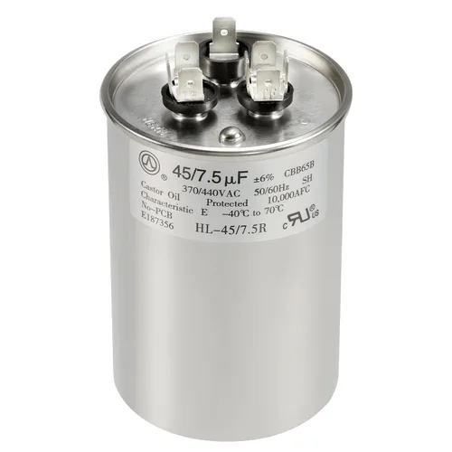 Miniatura 8 de Condensador de CA 45+5 uF 45/5 MFD ±6% 370V/440VAC CBB65 Condensador de arranque circular de doble funcionamiento para bomba de calor, aire