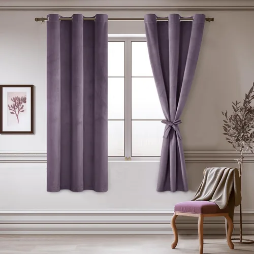 Miniatura 28 de JIUZHEN - Cortinas de terciopelo gris de 63 pulgadas opacas para sala de estar - Cortinas gruesas de terciopelo con ojales para ventana