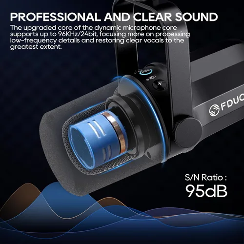 Miniatura 2 de FDUCE SL40 - Micrófono dinámico USB/XLR para podcast, juegos, transmisión en vivo y grabación, con salida de auriculares incorporada, botón