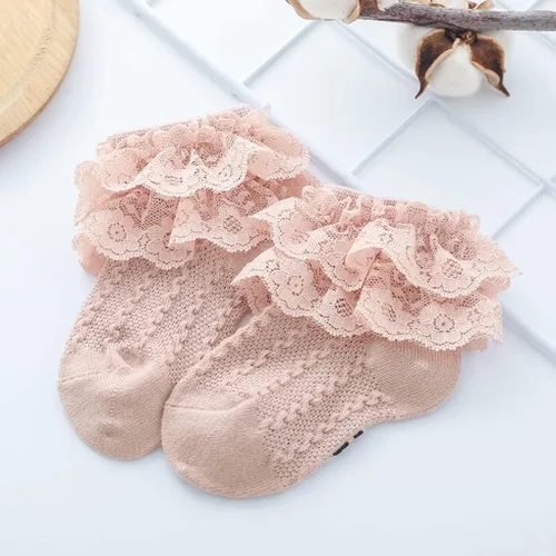 Miniatura 3 de Calcetines de princesa para recién nacidos, con volantes de encaje, para niñas pequeñas