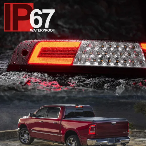 Miniatura 9 de Tercera luz de freno LED de repuesto para RAM 1500 2019 2020 2021 2022 2023 2024 RAM 1500 Pickup LED rojo 3er centro de freno de montaje alto
