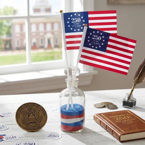 Miniatura 6 de 20 banderas patrióticas pequeñas de mano 1776-2026 de 6 x 4 pulgadas, banderas patrióticas de mano pequeñas de mano de 6 x 4 pulgadas, mini banderas