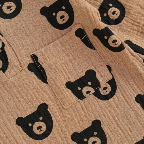 Miniatura 4 de Mono de manga larga de lino para bebé, niña, niño, mameluco de una pieza