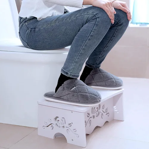 Miniatura 5 de Fanwer Taburete de inodoro en cuclillas, taburete para baño, compuesto de madera y plástico, 7 pulgadas, adultos y ancianos