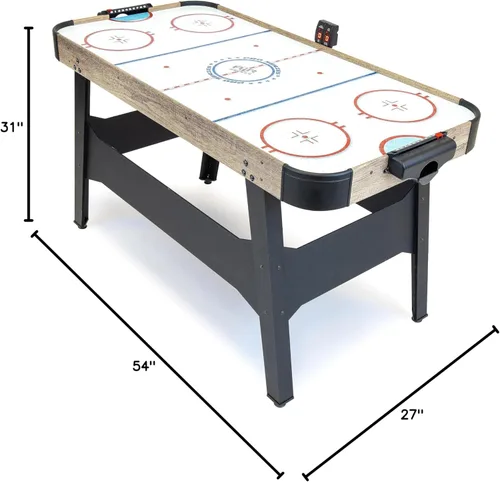 Miniatura 7 de GoSports Mesa arcade de hockey de aire de 54 pulgadas para niños y adultos, roble o negro, incluye 2 empujadores, 3 discos, motor de CA y marcador