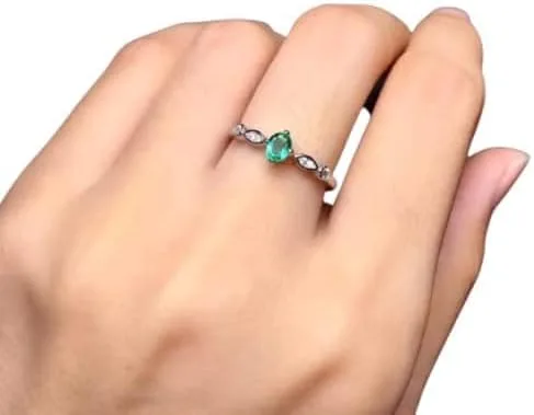 Miniatura 5 de Anillo de plata de esmeralda colombiana natural 1 ct