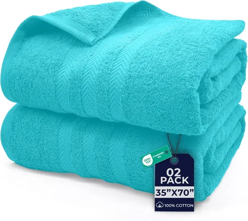 DAN RIVER Paquete de 2 toallas de baño extra grandes de 35 x 70 pulgadas, toallas de baño grandes para adultos, juego de toallas de gran tamaño