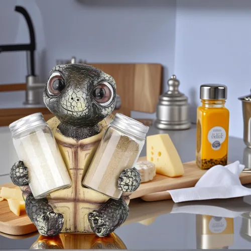 Miniatura 3 de Soporte para salero y pimienta de tortuga marina con tarros de vidrio