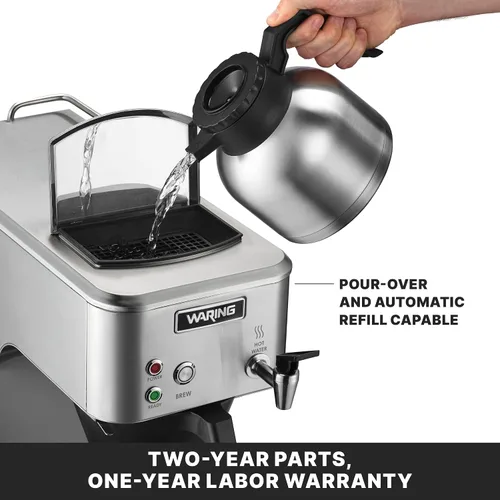 Miniatura 4 de Waring WCM60PT Café Deco - Cafetera automática o térmica para verter sobre la jarra térmica, construcción de acero inoxidable, grifo de agua