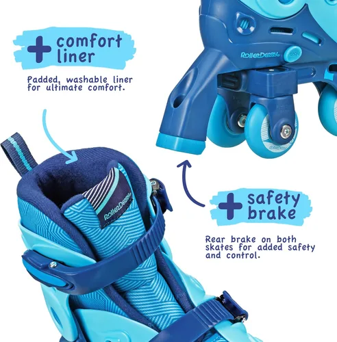 Miniatura 4 de Patines Roller Derby Switch para Principiantes, Patines Ajustables 2 en 1 Convertibles de Modo de Aprendizaje a Patines en Línea para Pequeños